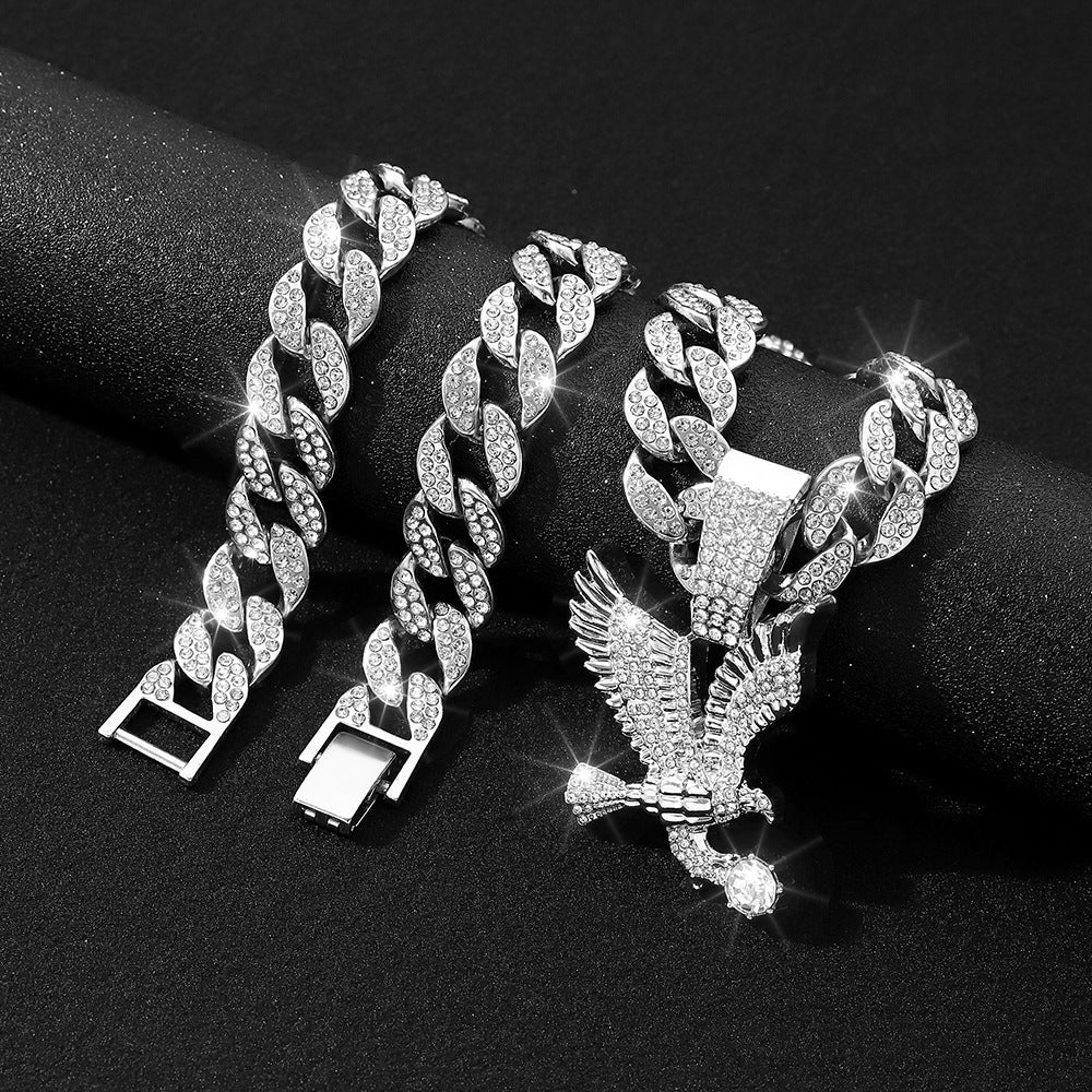 Kubanische Kette mit Adler-Diamanten