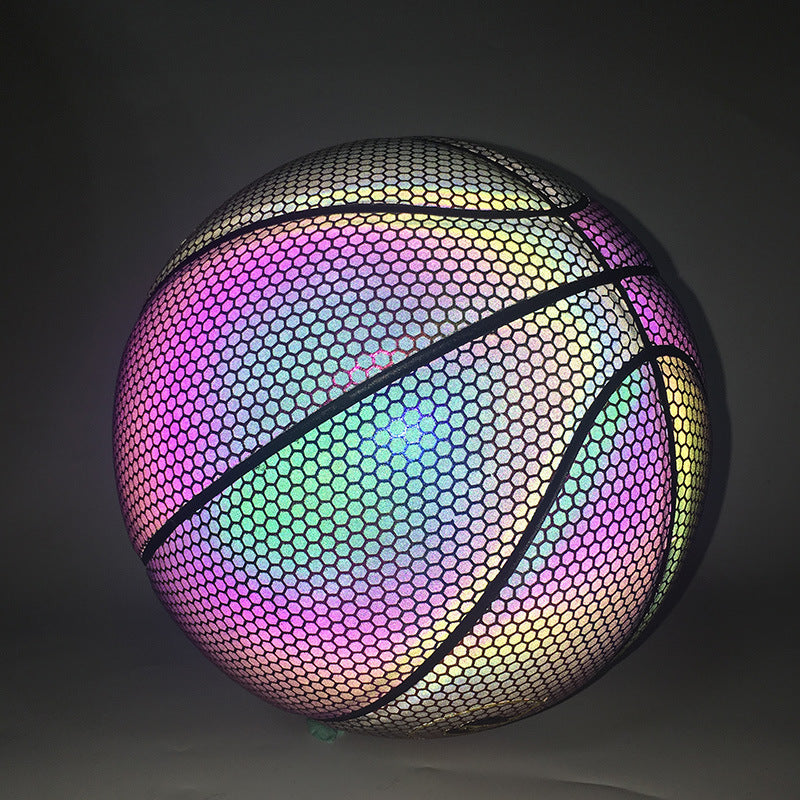 VVS Holografischer Basketball im Dunkeln leuchtend – Ultimativer Sportball für Nachtspiele mit reflektierendem Leuchten