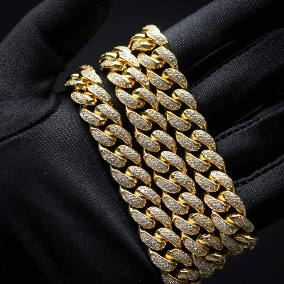 12 mm kubanische Gliederkette mit Diamanten