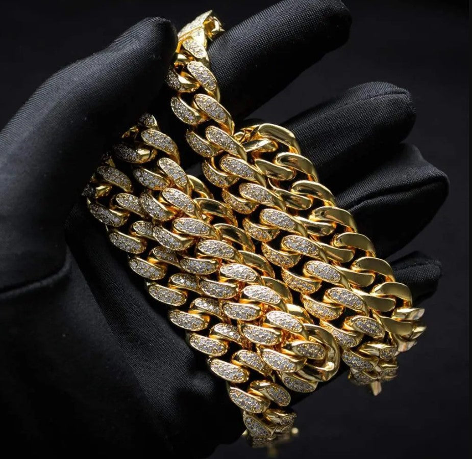 12 mm kubanische Gliederkette mit Diamanten