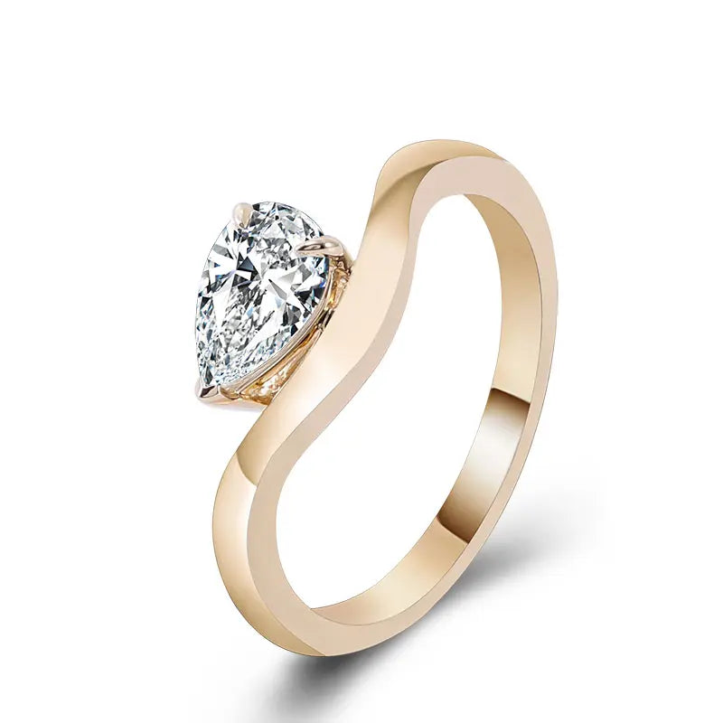 14K massiver Moissanit-Verlobungsring aus Gelbgold
