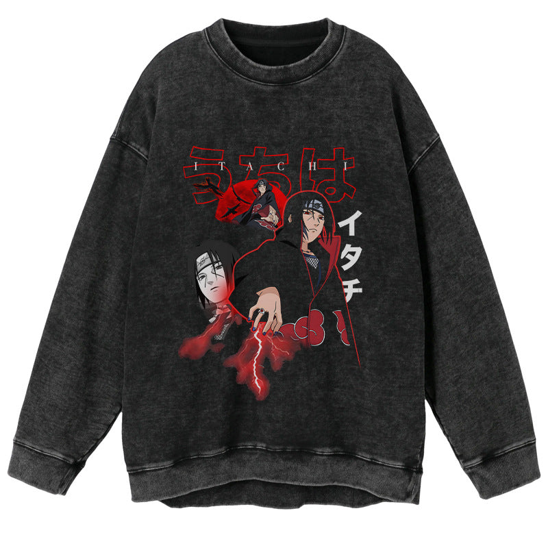 Retro-Pullover mit Naruto-Grafik im Vintage-Stil
