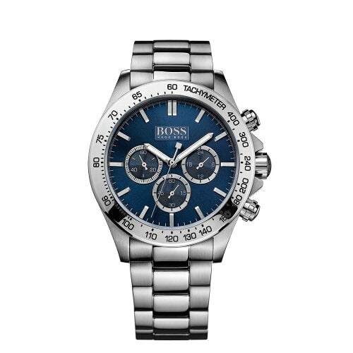 Hugo Boss 1513755 Herrenuhr mit blauem Zifferblatt und silbernem Edelstahl