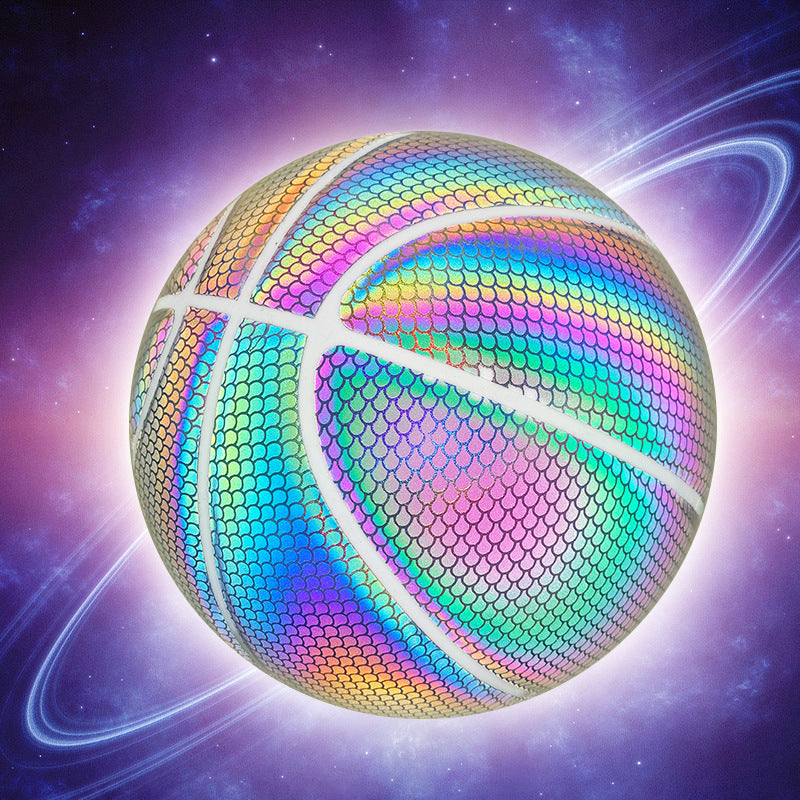 VVS Holografischer Basketball im Dunkeln leuchtend – Ultimativer Sportball für Nachtspiele mit reflektierendem Leuchten