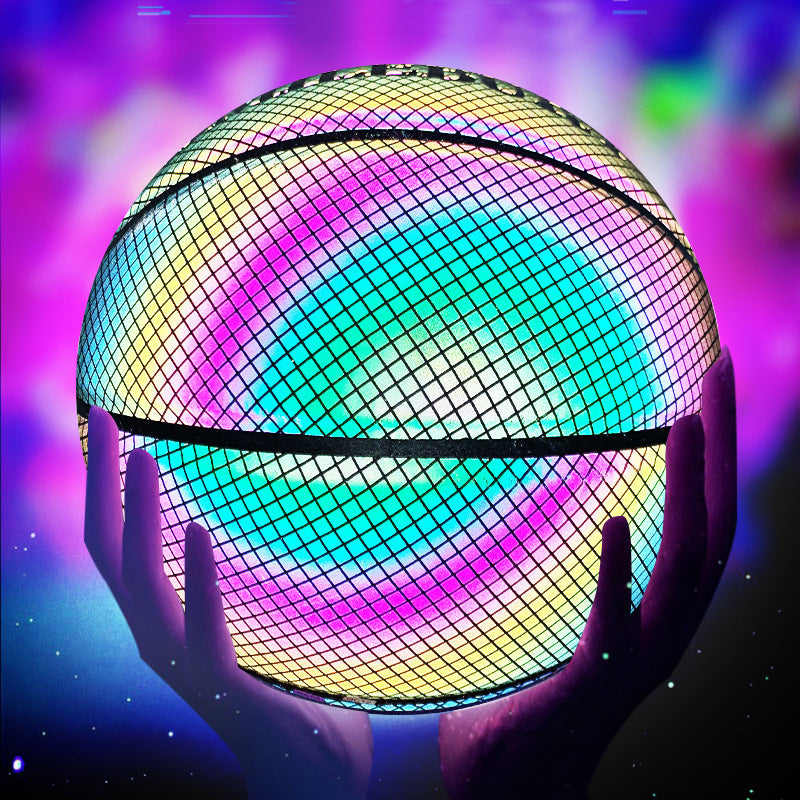 VVS Holografischer Basketball im Dunkeln leuchtend – Ultimativer Sportball für Nachtspiele mit reflektierendem Leuchten