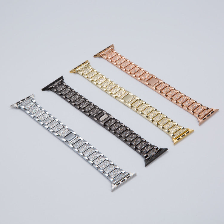 Bracelet de montre Apple en acier inoxydable avec strass et diamants