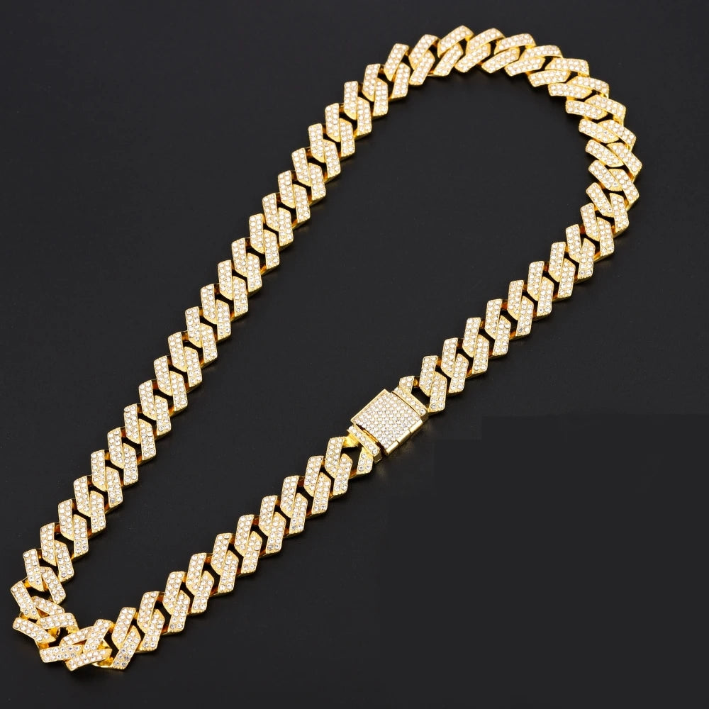 16 mm kubanische Gliederkette, Kreuzuhr und Armband-Paket