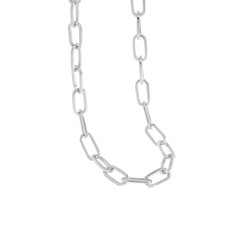 VVS Jewelry Halskette mit Büroklammer-Gliederkette – 925er Sterlingsilber und 18 Karat Gold