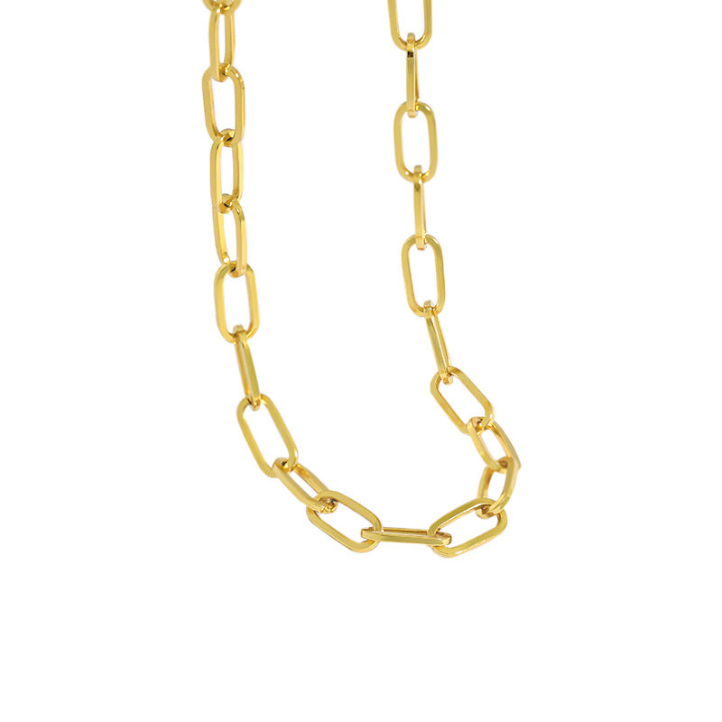VVS Jewelry Halskette mit Büroklammer-Gliederkette – 925er Sterlingsilber und 18 Karat Gold