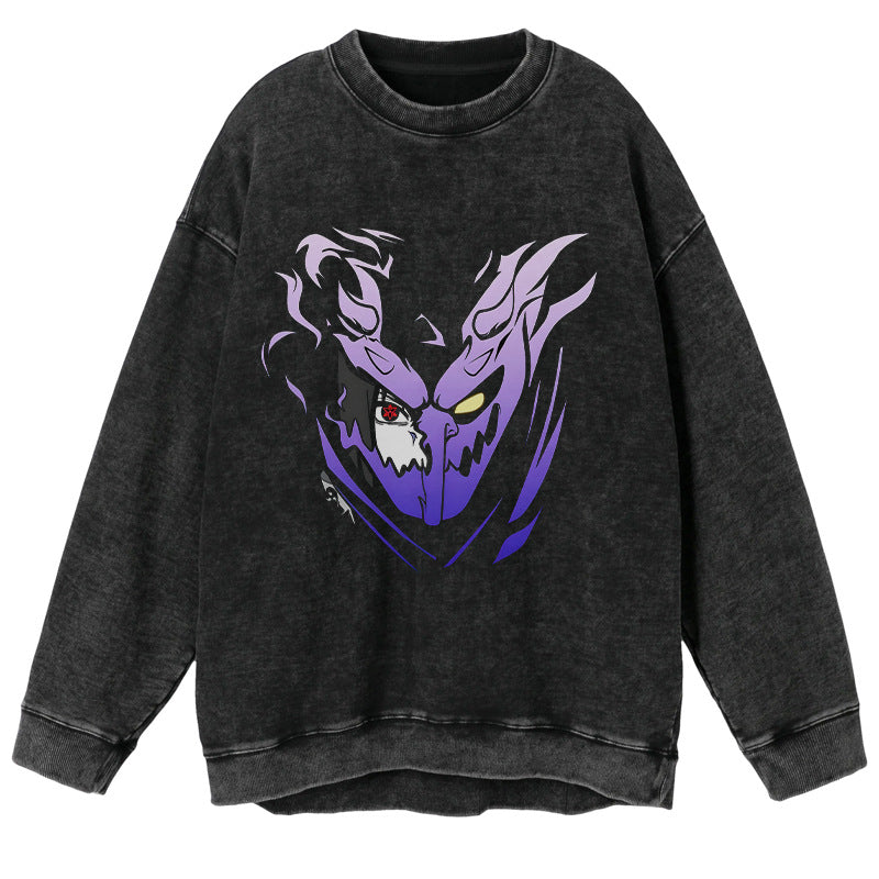 Retro-Pullover mit Naruto-Grafik im Vintage-Stil