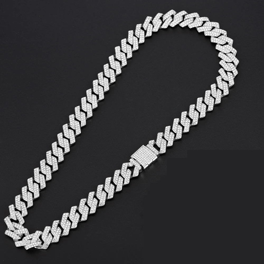 16 mm kubanische Gliederkette, Kreuzuhr und Armband-Paket