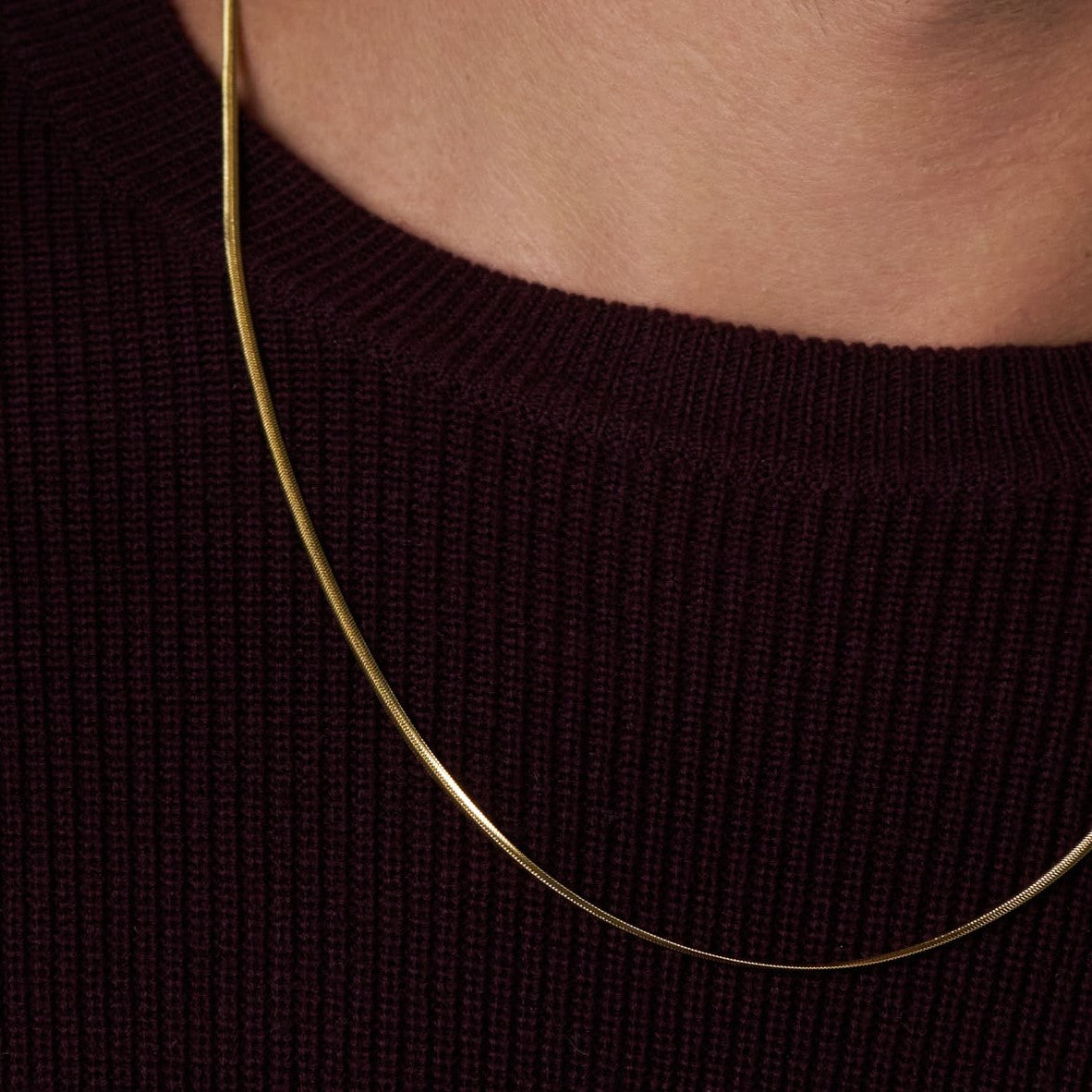 2mm Gold Flat Snake Chain