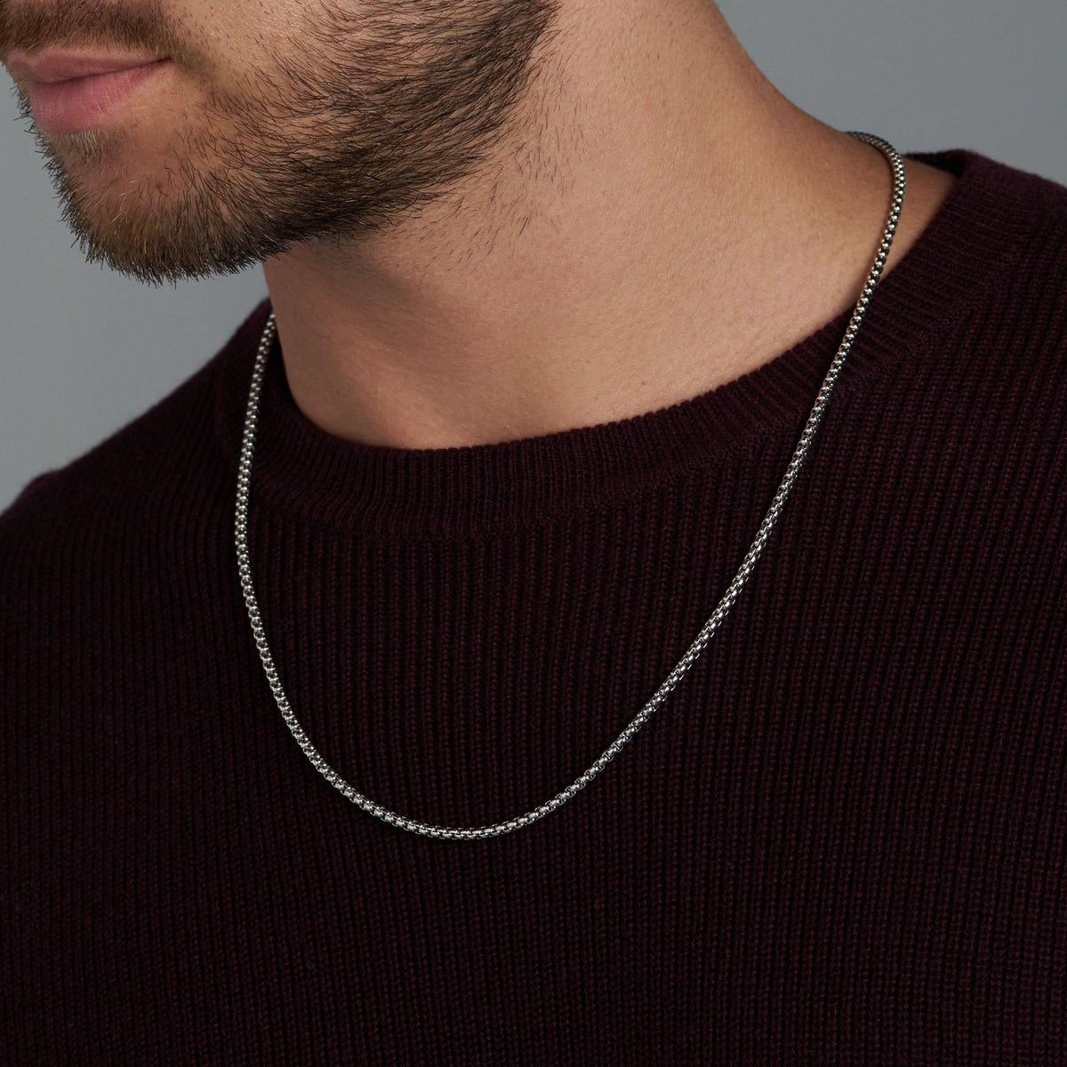 Round Box Chain (Silver) - 3mm