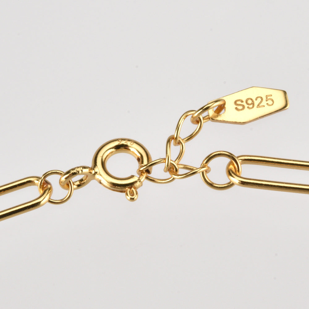 VVS Jewelry Halskette mit Büroklammer-Gliederkette – 925er Sterlingsilber und 18 Karat Gold