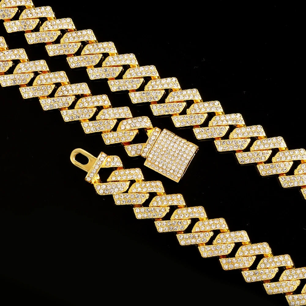 16 mm kubanische Gliederkette, Kreuzuhr und Armband-Paket