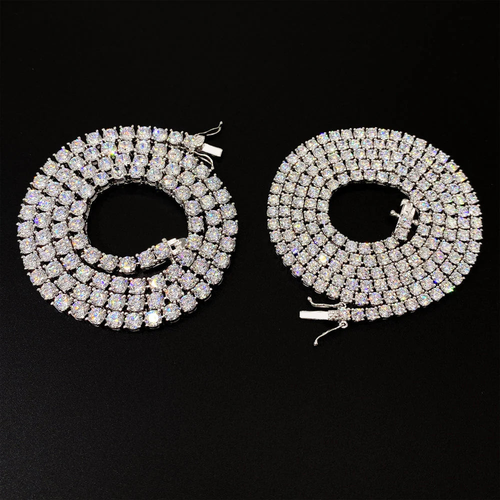 VVS Jewelry Moissanit-Tenniskette | 14 Karat Gold und 925er Sterlingsilber | Funkelnder Luxus für Männer und Frauen