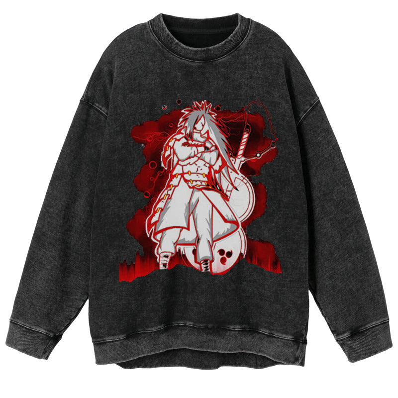 Retro-Pullover mit Naruto-Grafik im Vintage-Stil
