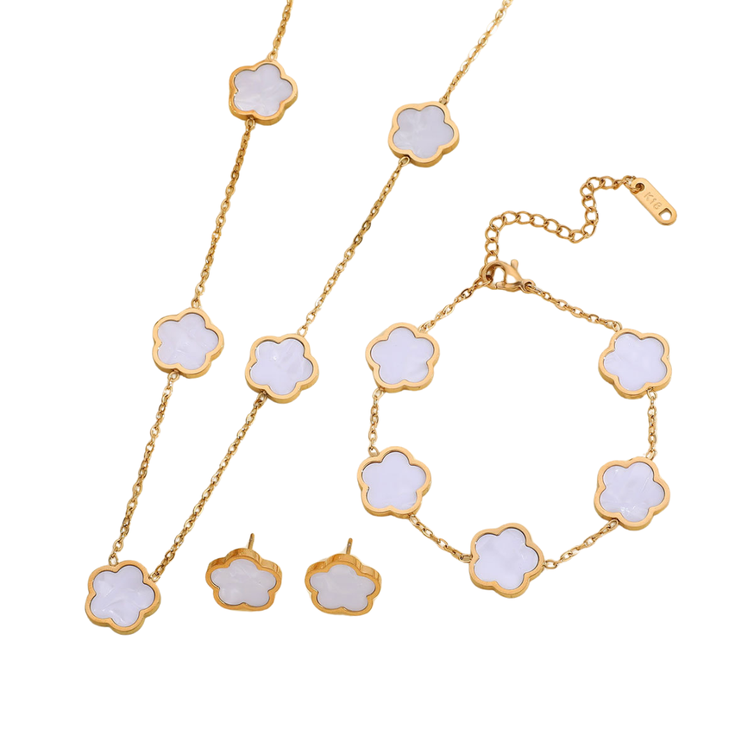 Ensemble bracelet, collier et boucles d'oreilles Lucky Clover de VVS Jewelry
