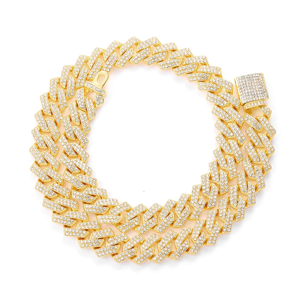 16 mm kubanische Gliederkette, Kreuzuhr und Armband-Paket