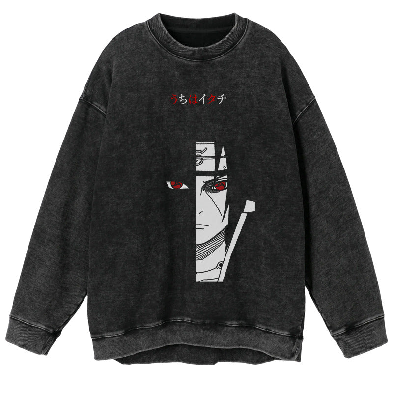 Retro-Pullover mit Naruto-Grafik im Vintage-Stil