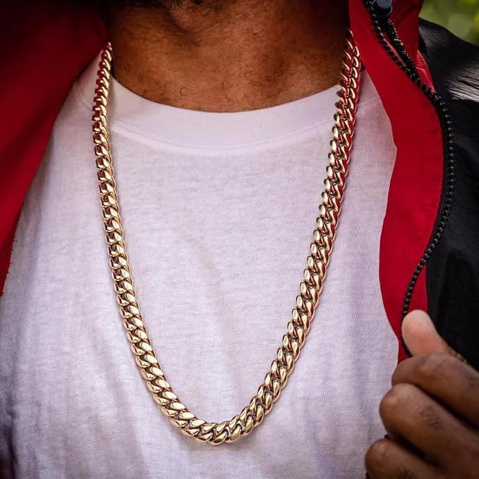 Goldene 12 mm Miami Kubanische Kette