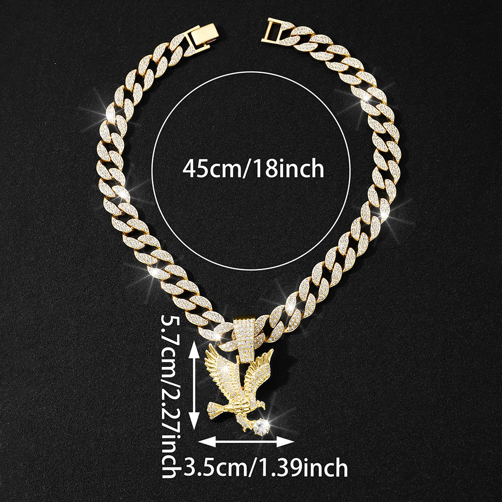 Kubanische Kette mit Adler-Diamanten