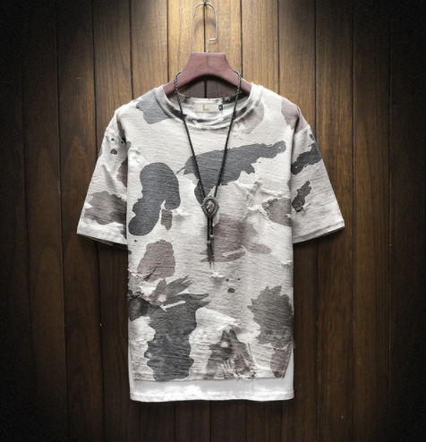 Hip-Hop-T-Shirt mit Camouflage-Muster