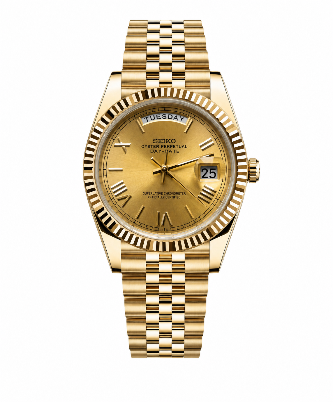 Seiko Mod Datejust Watch - Gold