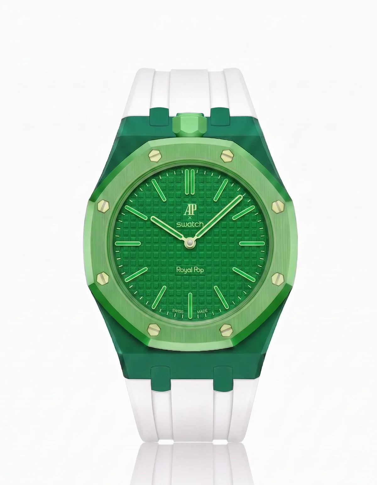 combo::green::rubber-strap-for-ap-x-swatch-royal-pop-white