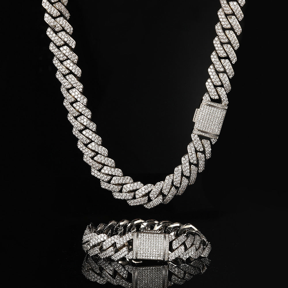 Chaîne cubaine à griffes de 19 mm + bracelet gratuit