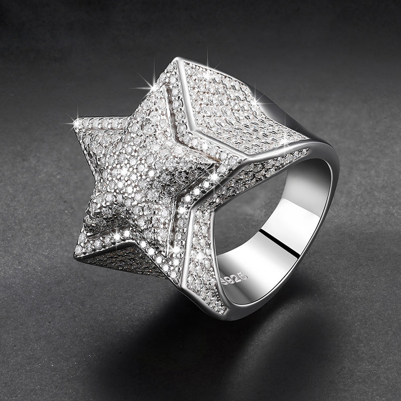 Starboy 925 Sterling Silber Moissanit Ring