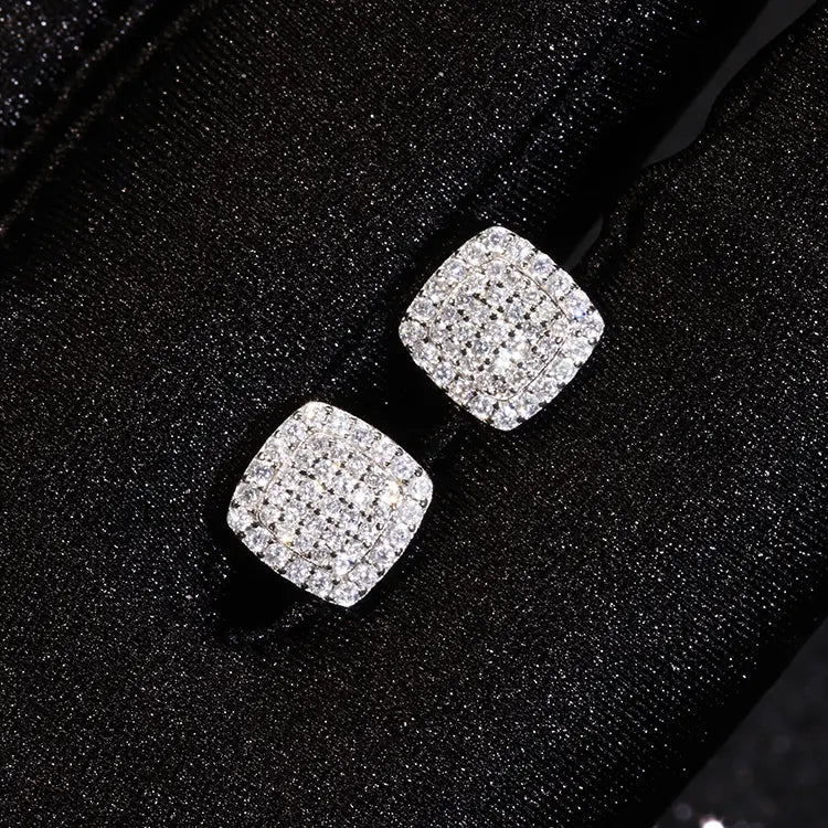 Boucles d'oreilles à tige en argent sterling 925 et moissanite carrées