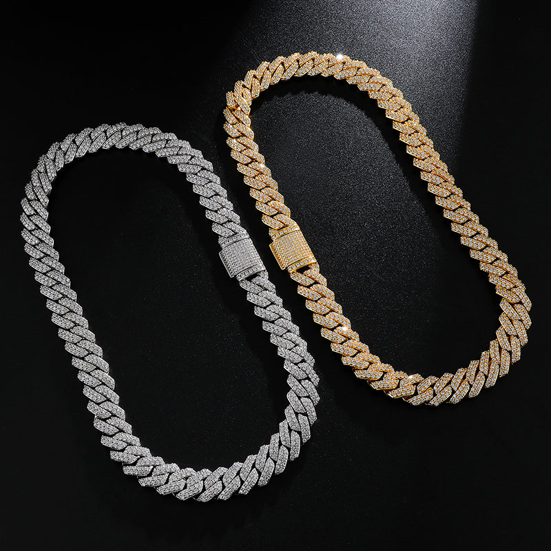 Diamant - Gold 14MM S-Link Diamant Zinke Kubanische Kette