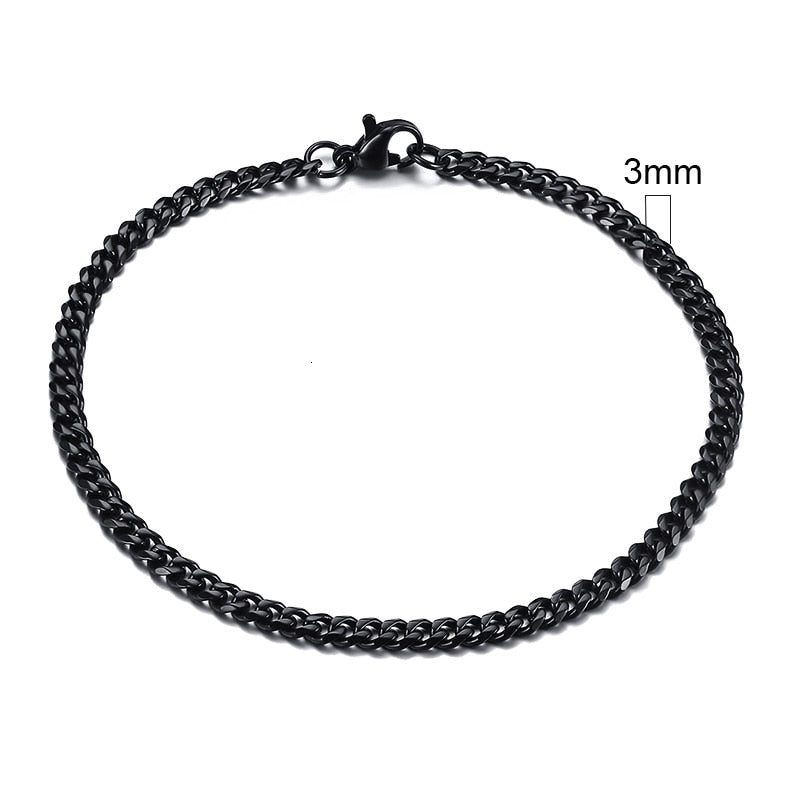 VVS Jewelry 3 mm Herren Minimal Curb Cuban Armband