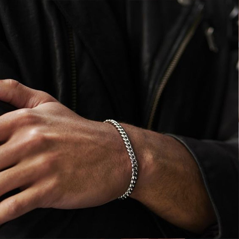 VVS Jewelry 3 mm Herren Minimal Curb Cuban Armband
