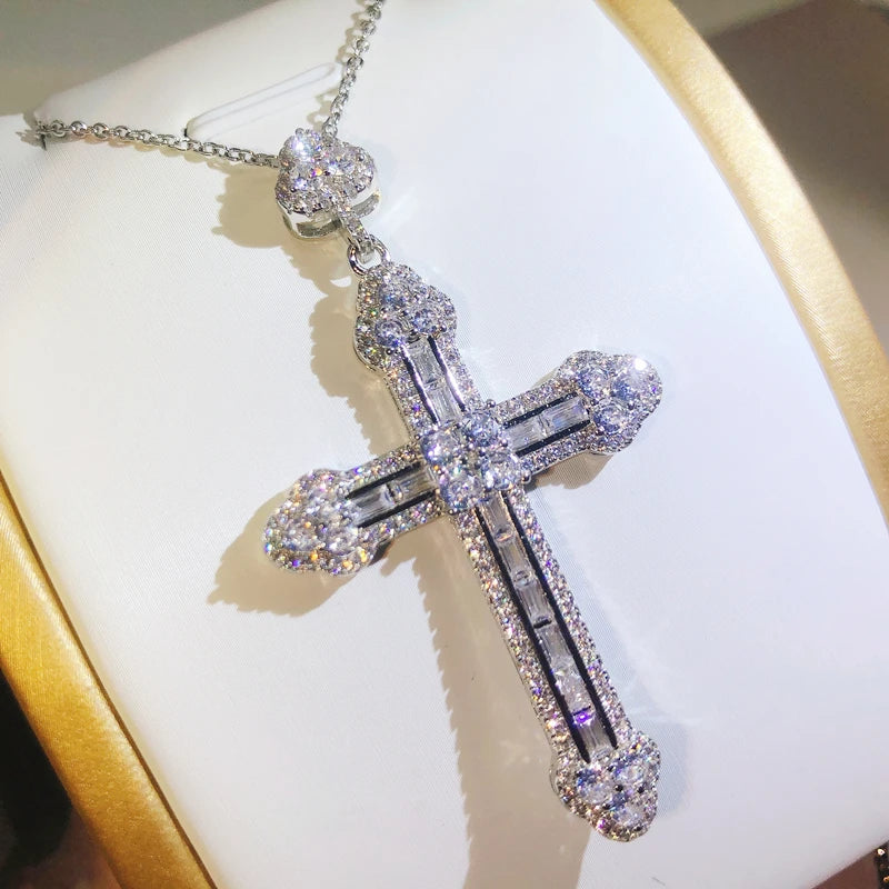 VVS Jewelry Halskette mit Kreuzanhänger aus 925er Sterlingsilber