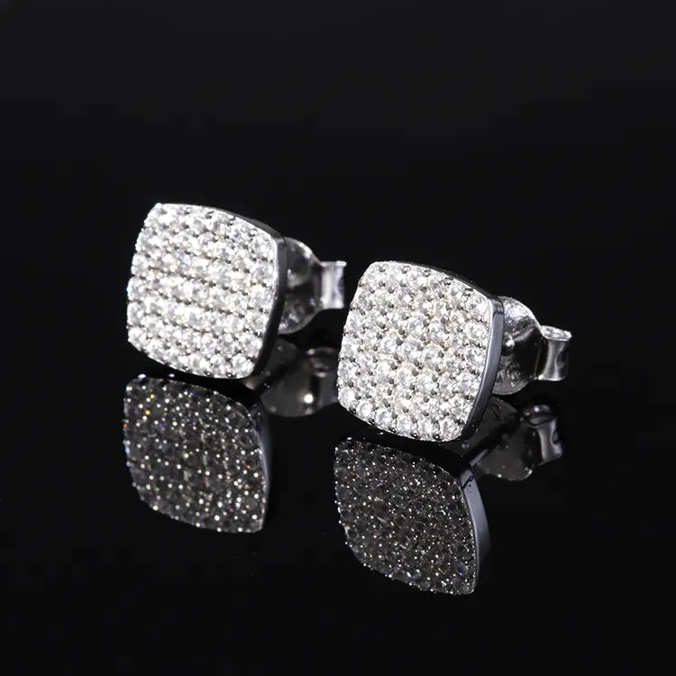 Boucles d'oreilles à tige en argent sterling 925 et moissanite carrées