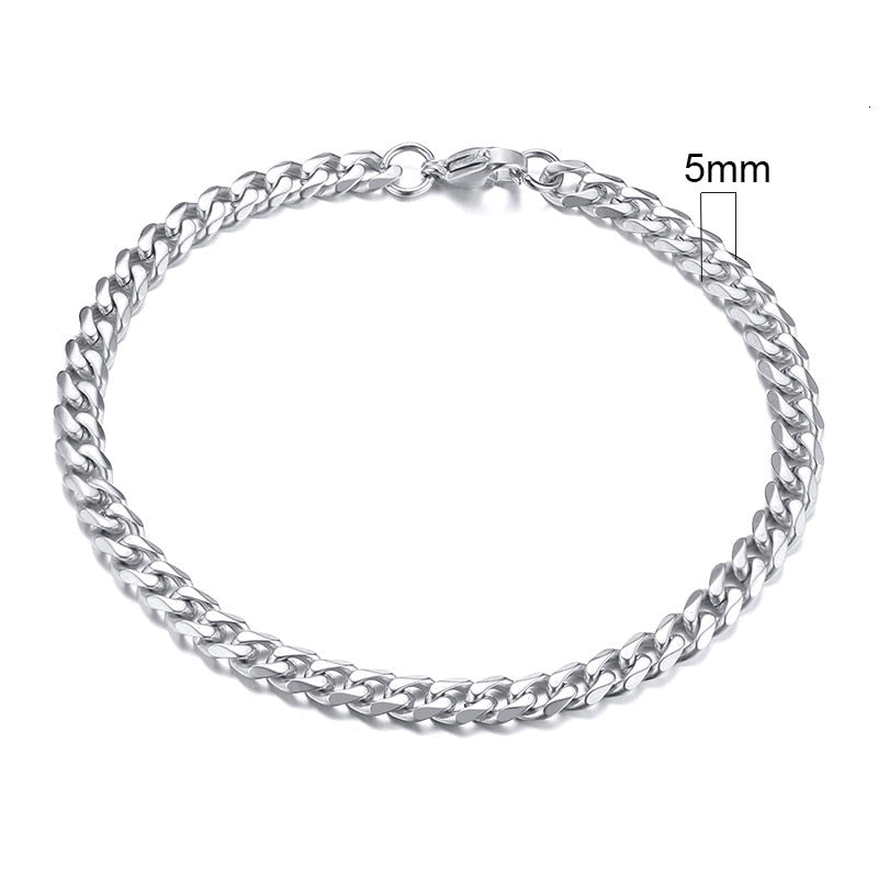 VVS Jewelry 3 mm Herren Minimal Curb Cuban Armband