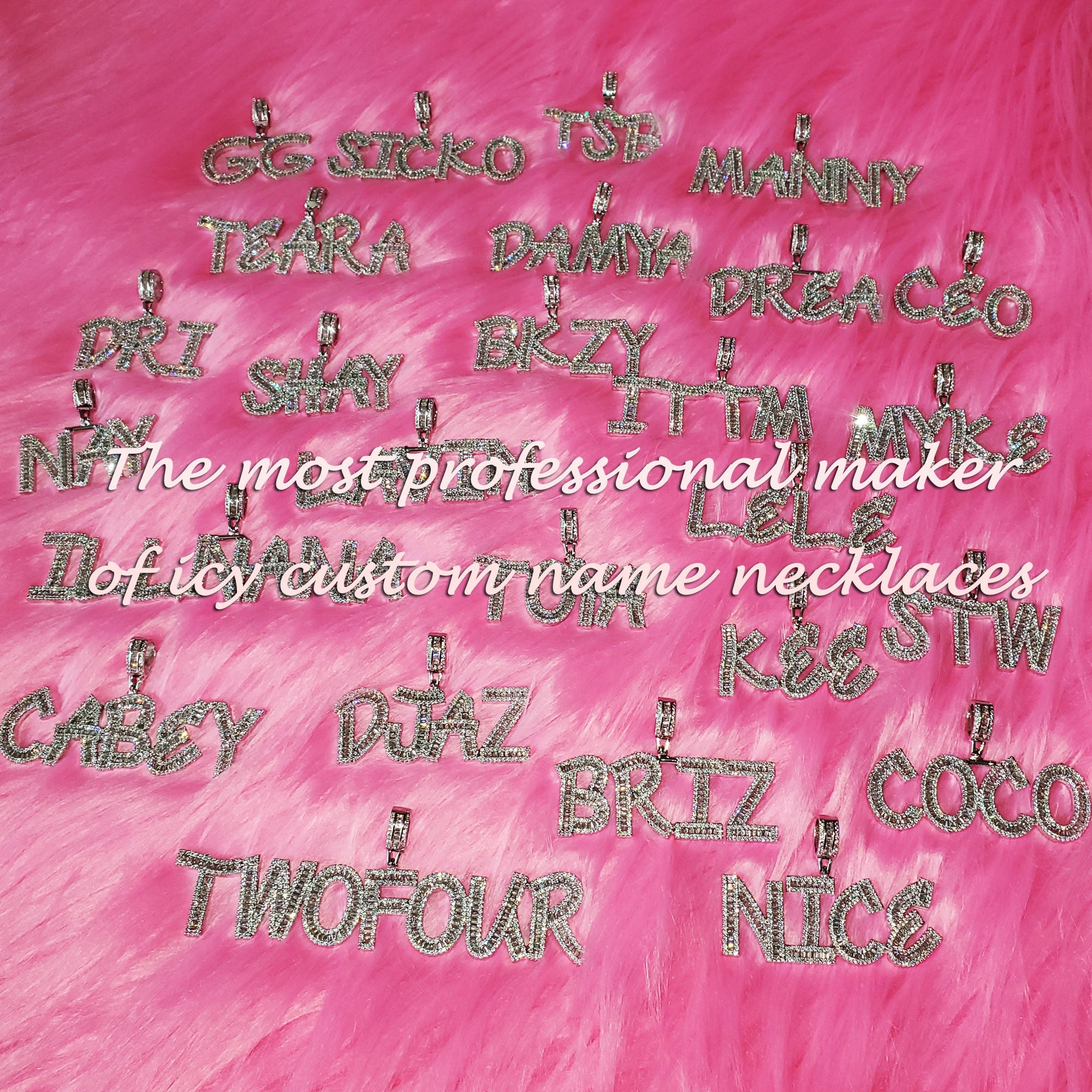 Individuelle Baguette-Buchstaben-Namenskette – Iced Out-Anhänger mit Tenniskette