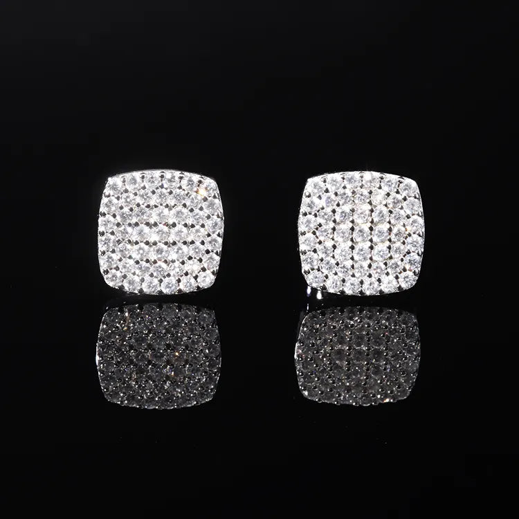 Boucles d'oreilles à tige en argent sterling 925 et moissanite carrées