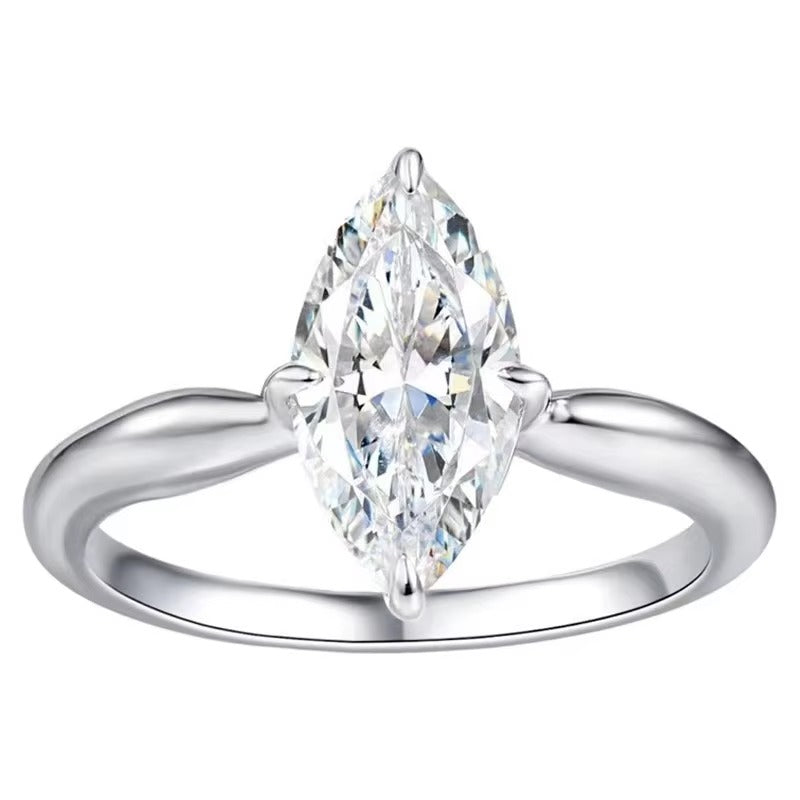 7 Karat D-Farbe Marquise-Schliff Moissanit-Verlobungsring-Set