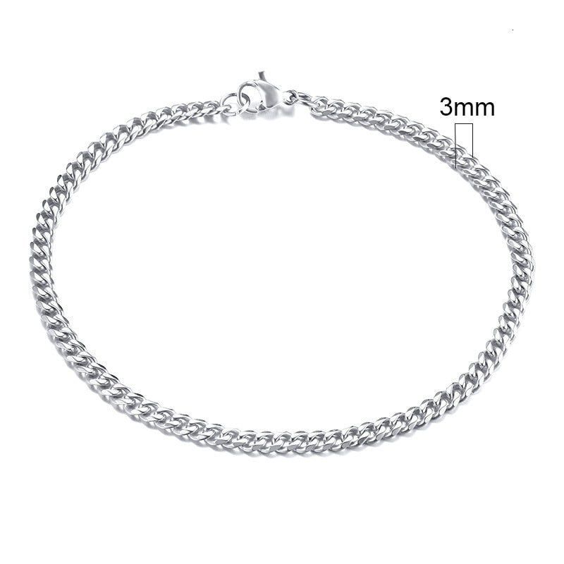 VVS Jewelry 3 mm Herren Minimal Curb Cuban Armband