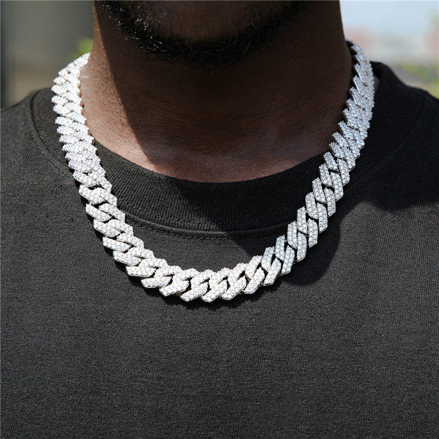 Diamant - Gold 14MM S-Link Diamant Zinke Kubanische Kette