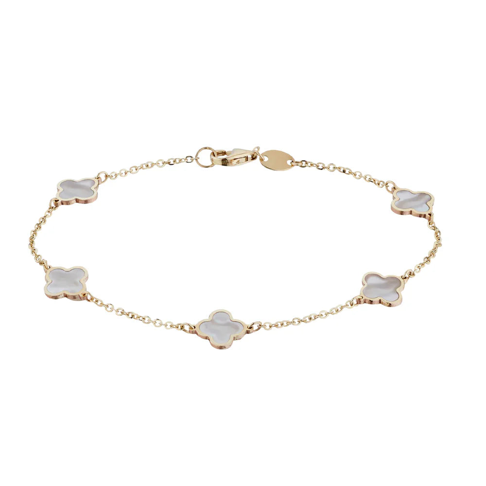 VVS Jewelry Gold Kleeblatt Armband - 14 Karat Gold und 925 Sterling Silber