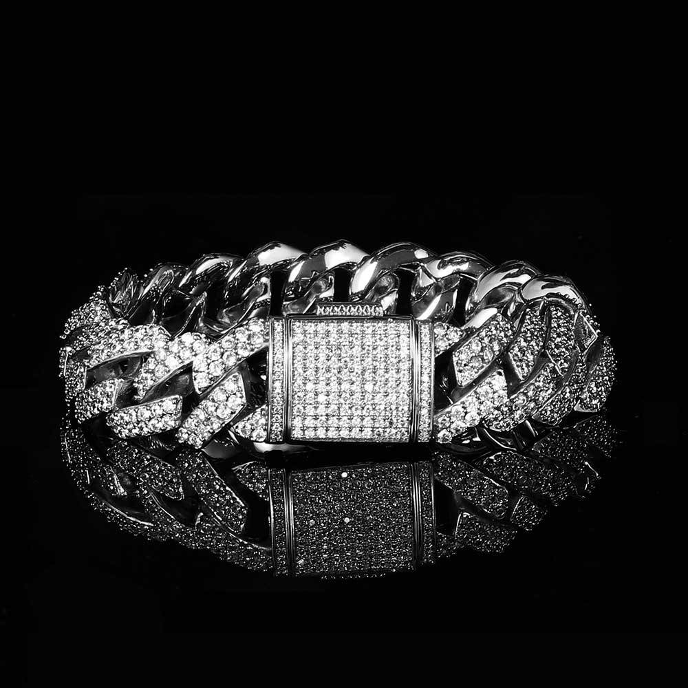 Diamant - Gold 14MM S-Link Diamant Zinke Kubanische Kette