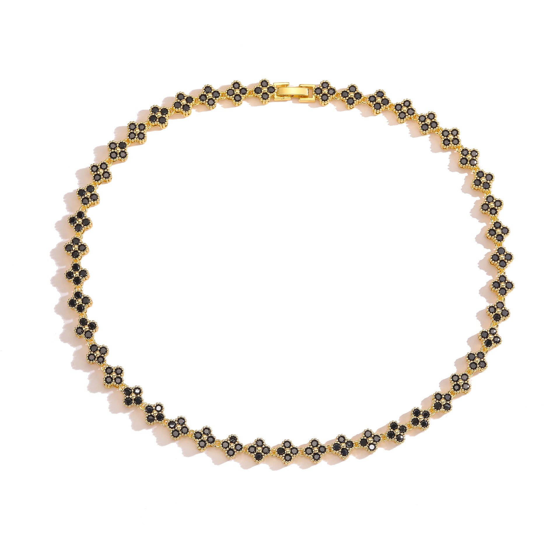 Collier chaîne tennis trèfle à 4 feuilles