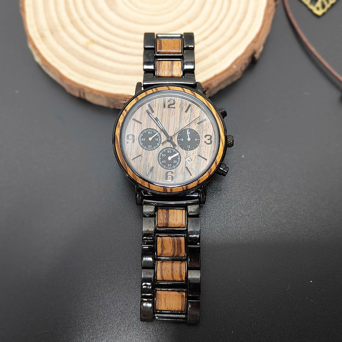 Die Espresso wasserdichte klassische Herrenuhr mit Holzmaserung