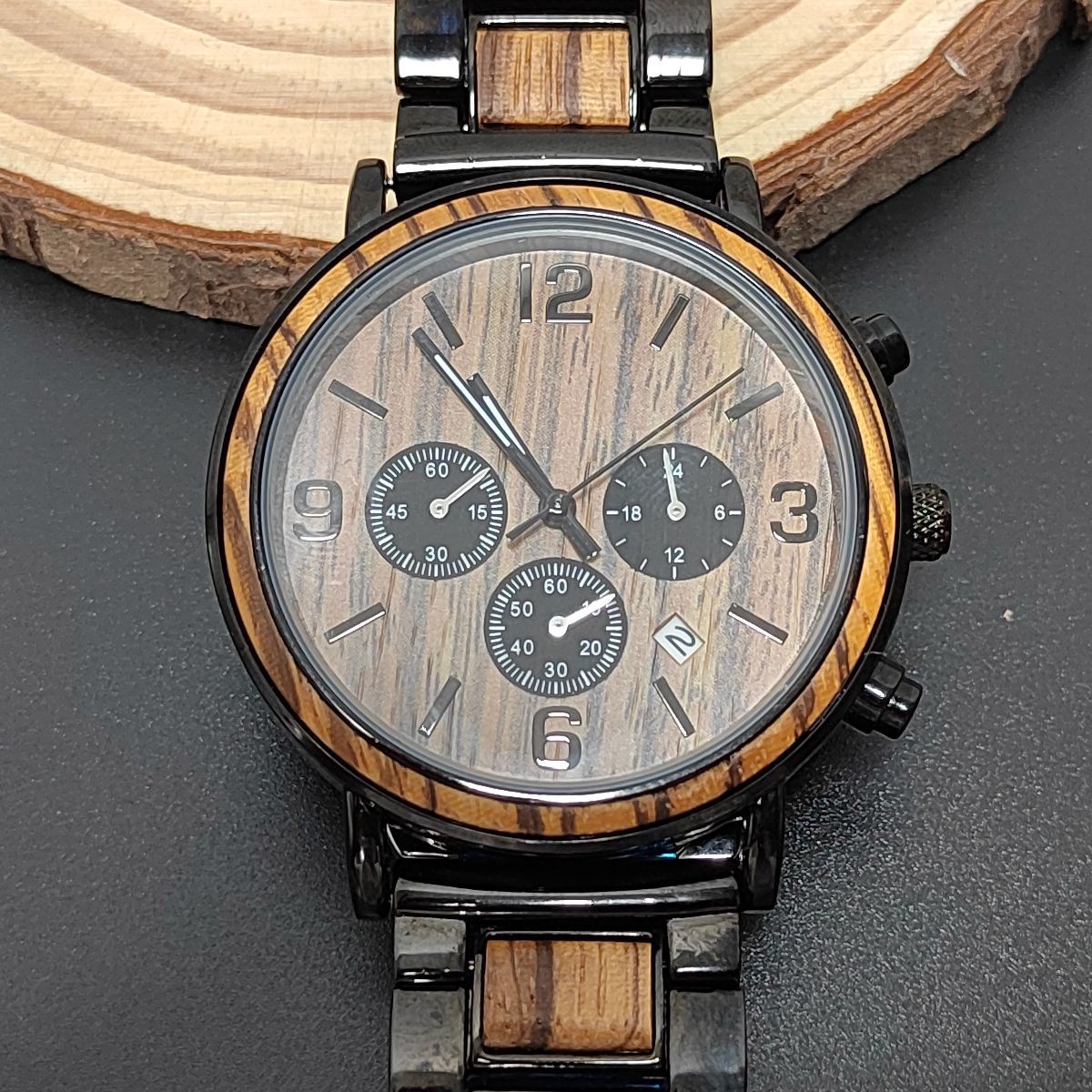 Die Espresso wasserdichte klassische Herrenuhr mit Holzmaserung