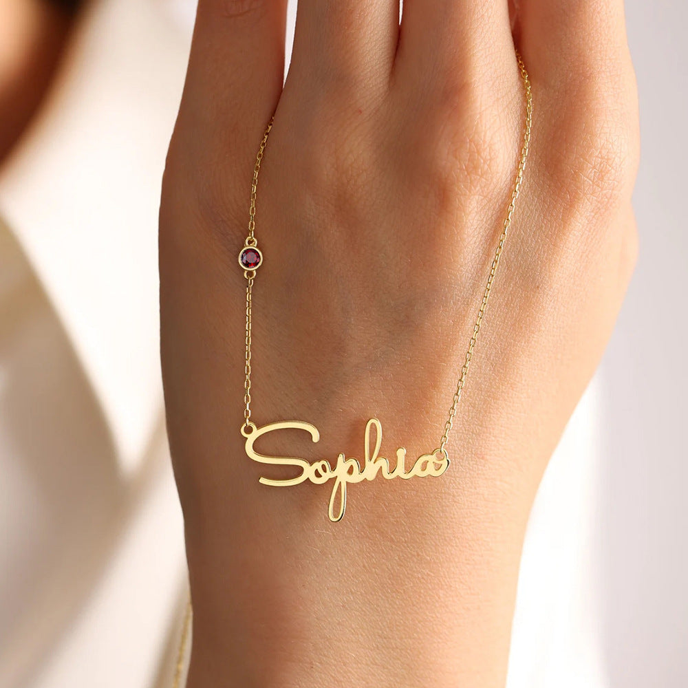 Collier avec pierre de naissance personnalisée en or 18 carats VVS