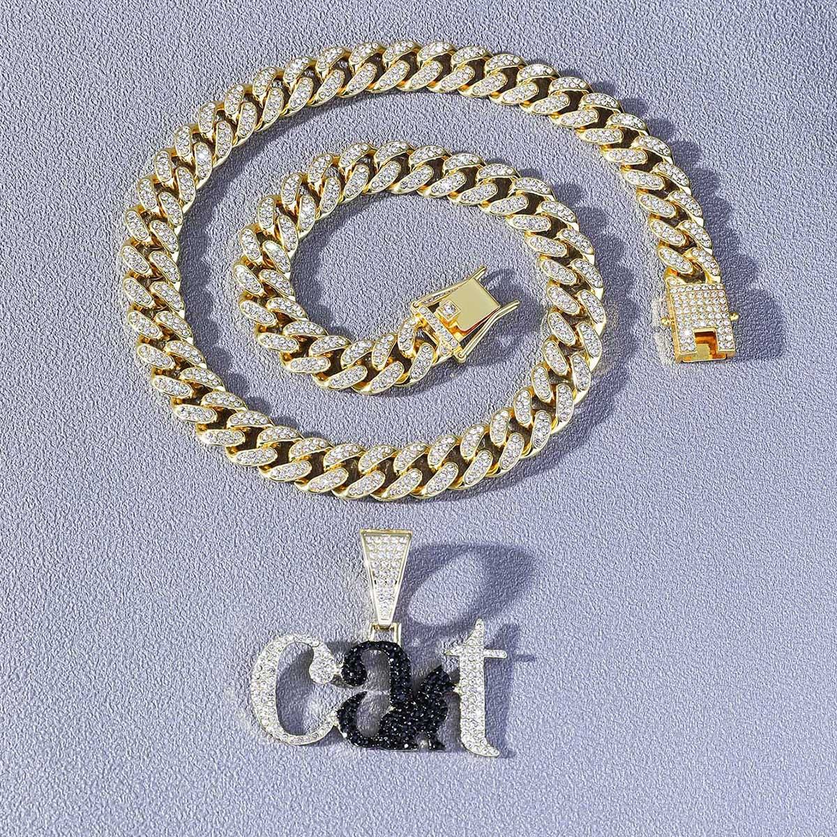 Katzenanhänger + kubanische Kette
